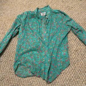 Holding horse floral button down